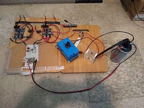 Image: The Benitez-8 board with the fixed 555 circuit wired to the ignition coil...