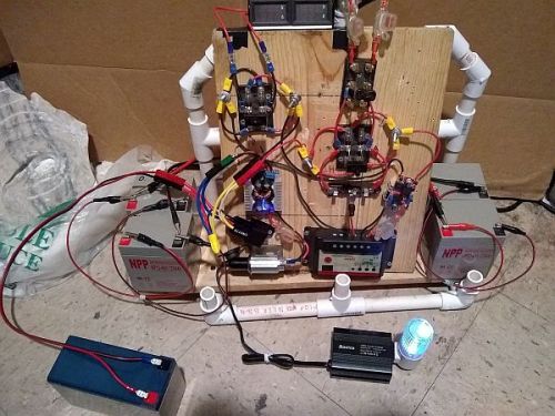 Image: Testing the backup 12V 7Ah battery - powers the inverter just fine...